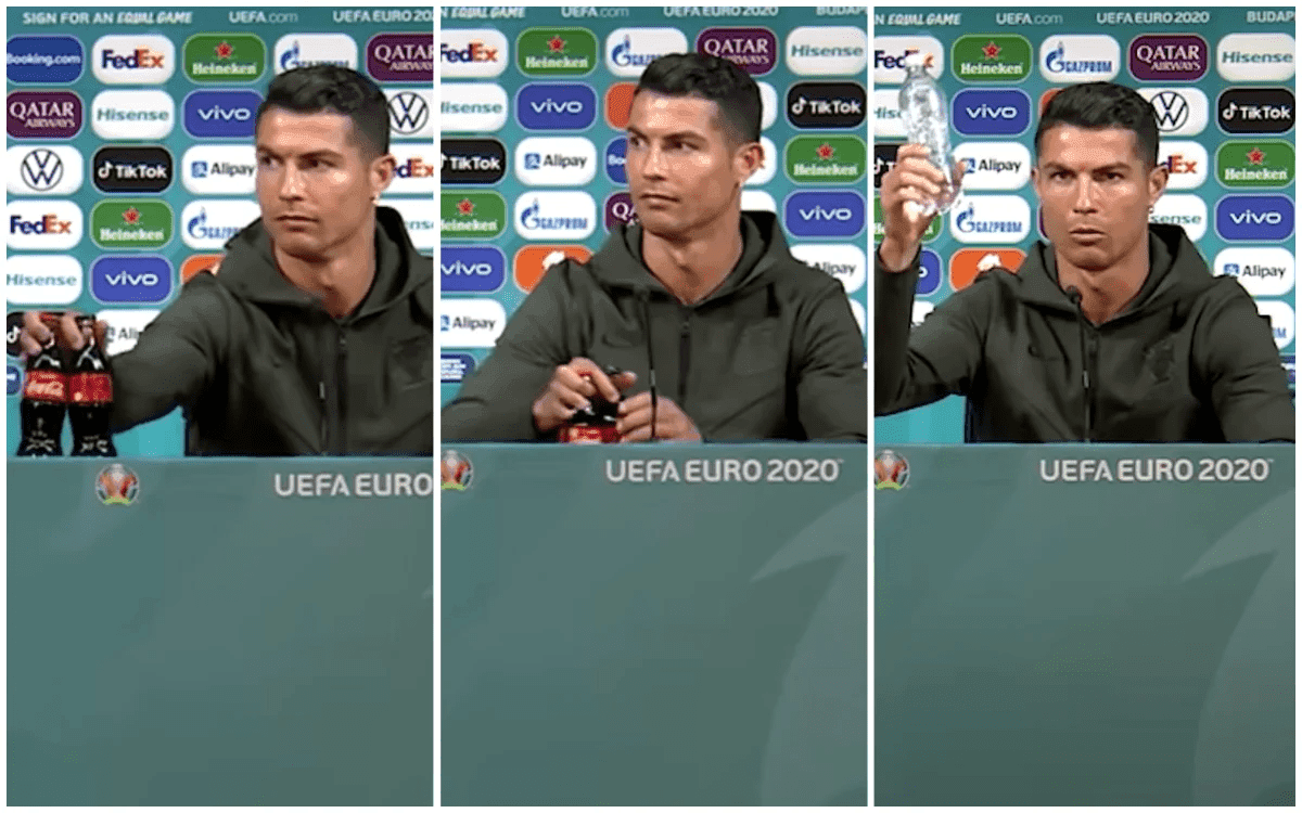 Coca-Cola perdió 4,000 millones de dólares en valor de mercado después de que Cristiano Ronaldo sugiriera que la gente tome agua en su lugar